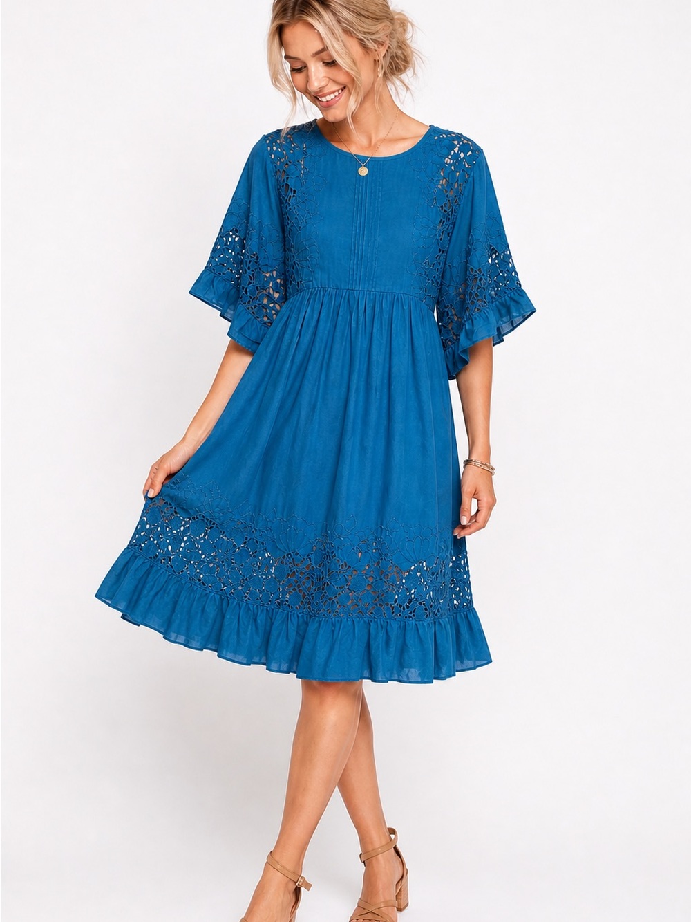 Anthropology Akemi + Kin Blue Lace Boho Dress Small Cottagecore Spring Wedding